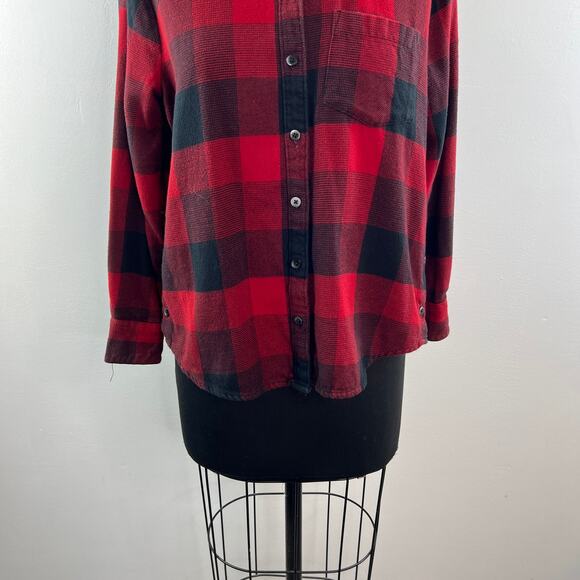 MADEWELL Flannel Oversized Plaid Ex-Boyfriend Shirt Side Button Pockets Size S - Picture 3 of 12